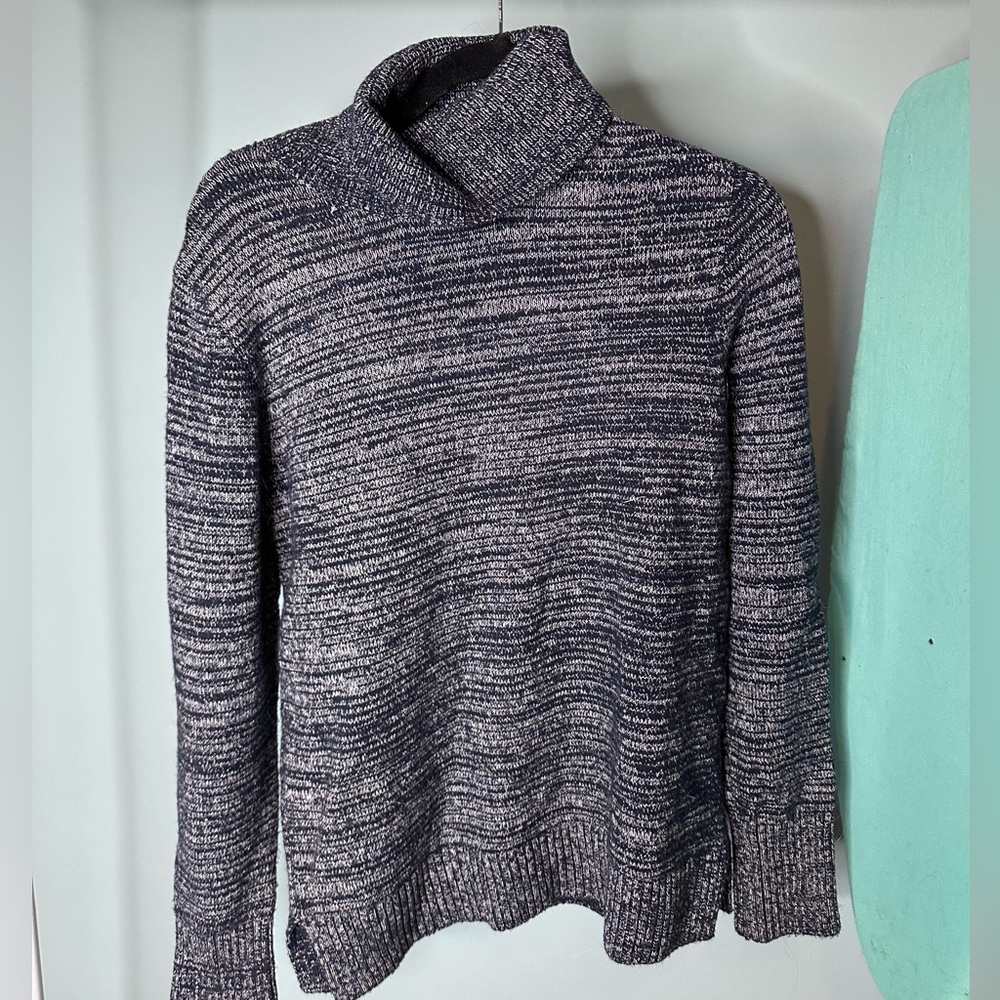 J.Crew Mercantile Navy White Marled Cowl Neck Knit Sweater Size M Cozy